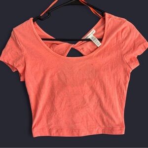 Ambiance Coral Crop Top with Cutout Detail